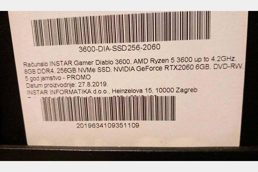 Računalo INSTAR Gamer Diablo, AMD Ryzen 5 3600 up to 4.2GHz, 16GB DDR4
